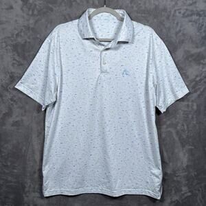 Rhoback Island Surf Golf Polo Shirt White Blue Green Large